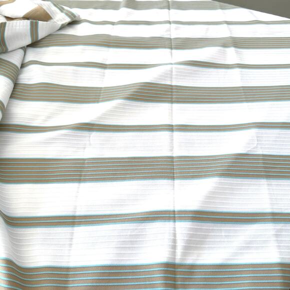 Vintage Stripe Fabric Poly Stretch Aqua Tan White 84 x 64 2 yards - Picture 3 of 9